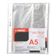 Пакет-файл А5 РР 30мкн прозр 20шт 5118 Norma