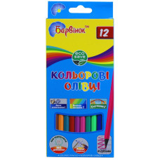 Карандаши цветные пластик, ECO, 12 цв., 5-202/6, БАРВ