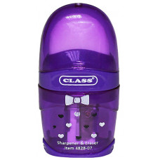 Точилка с контейнером+ластик Hearts, фиолетового цвета, 4828-07, CLASS