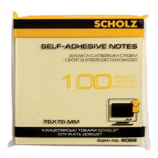 Бумага клейкая 76х76мм 100л желтая 8068 Scholz